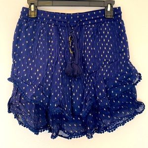 Anthropology Navy & Gold Layered Mini Skirt | M